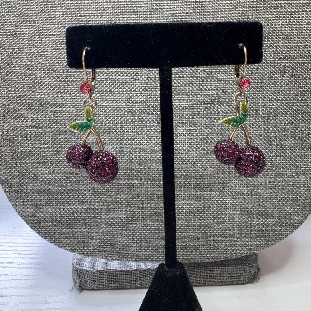 Rhinestone Cherry Earrings